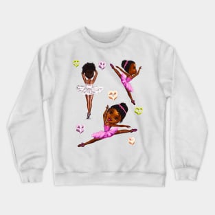 Ballet - Black ballerina girls with love hearts ! beautiful  African American  girls with Afro hair and dark brown skin wearing a pink tutu.Hair love ! Crewneck Sweatshirt